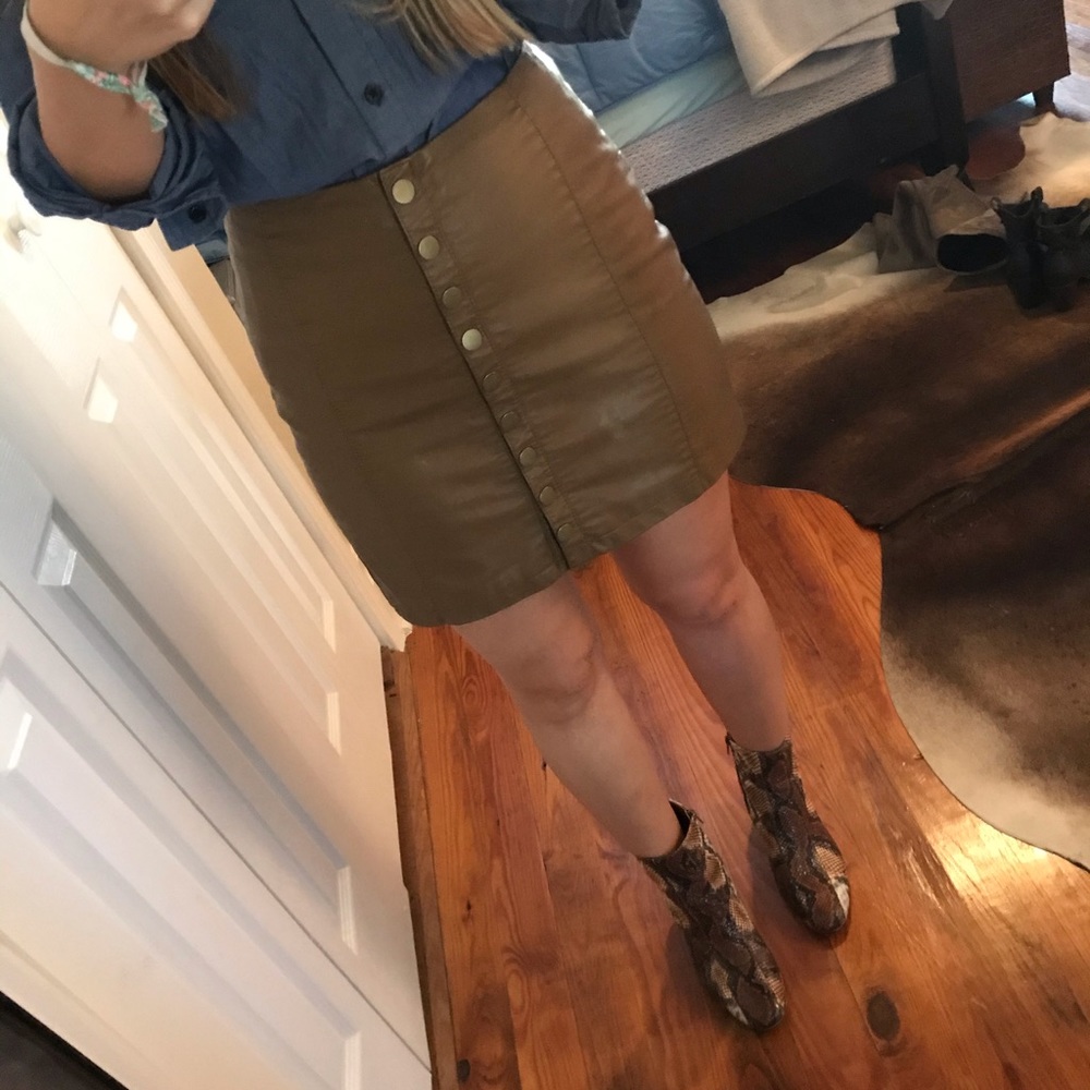 Free people vegan leather skirt -brown